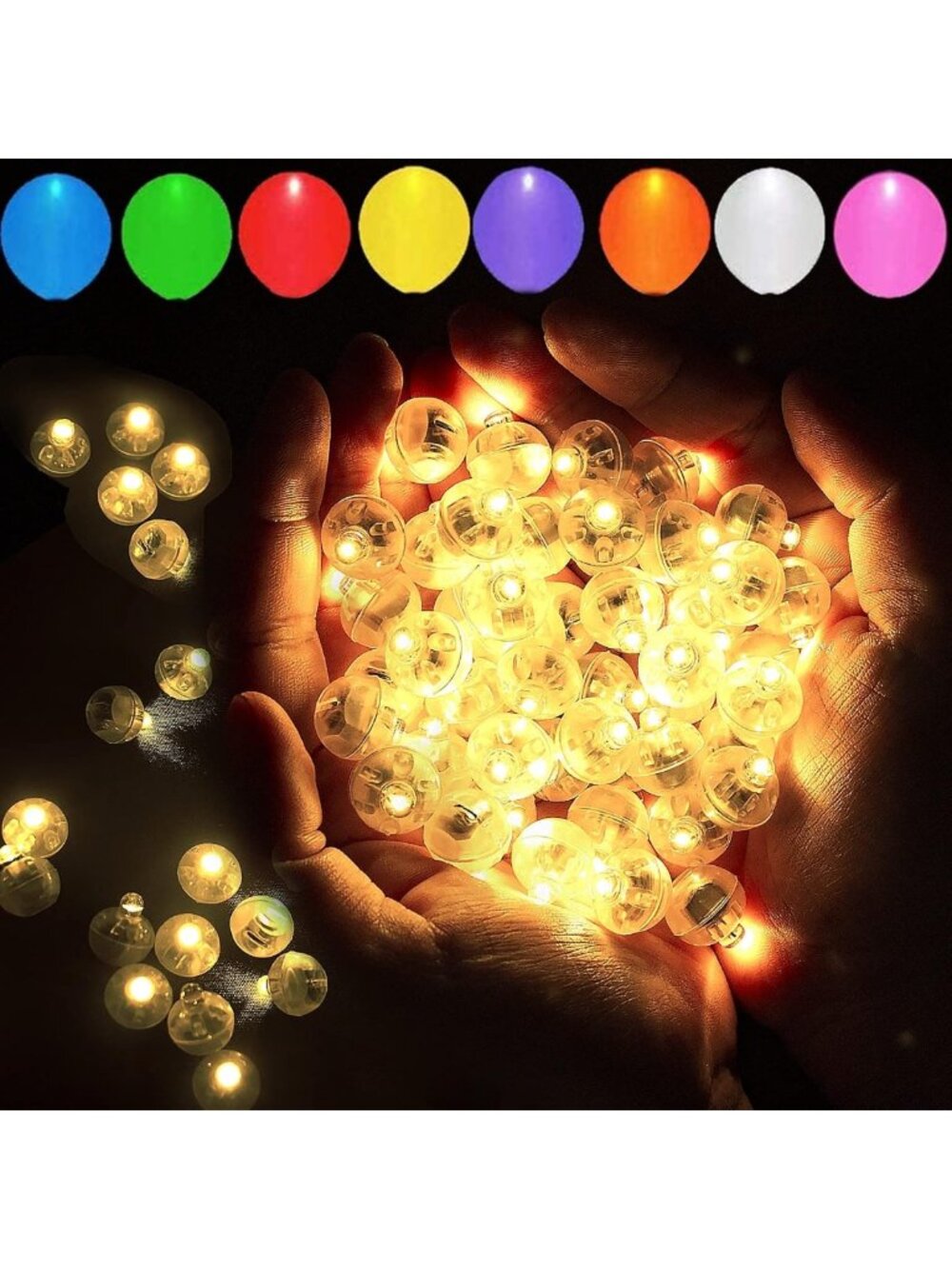 100pcs Warm White LED Mini Ball Lights for Party Decor, Indoor/Outdoor Events